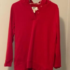 Lands' End Red Serious Sweats Pullover Hoodie with buttons size small